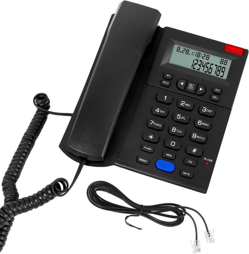Sacumea Corded Phone, Desktop Landline with Caller ID, Adjustable Ringer and Speaker Volume, Redial, Speed Dial, Caller Indicator Light, for Home Office Hotel Use - Image 1
